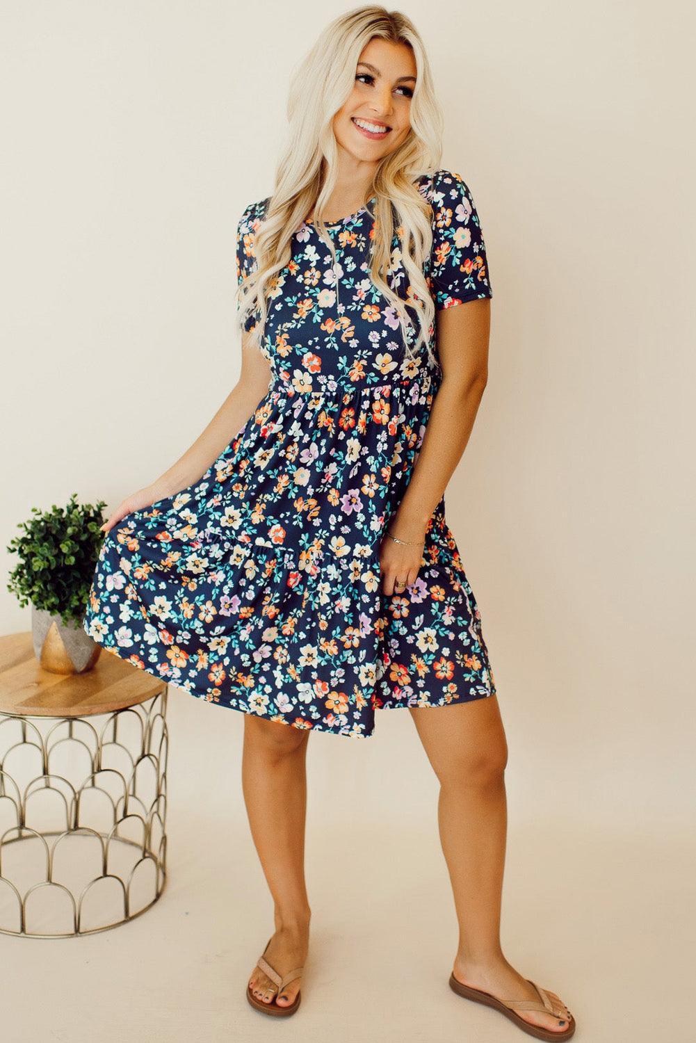 Silvia | A-linjeformad klänning med blommor