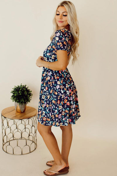 Silvia | A-linjeformad klänning med blommor